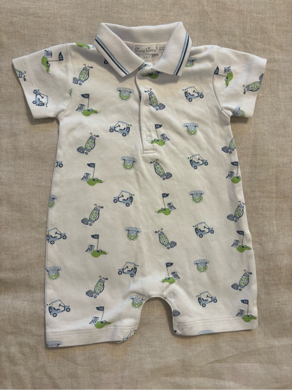 Kissy Kissy Golf Print Romper 3-6M